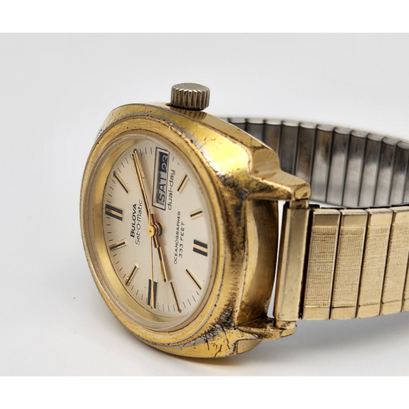 Vintage Bulova Set-O-Matic Oceanographer 333 FEET Gold Plated Automatic - Read - Picture 6 of 13